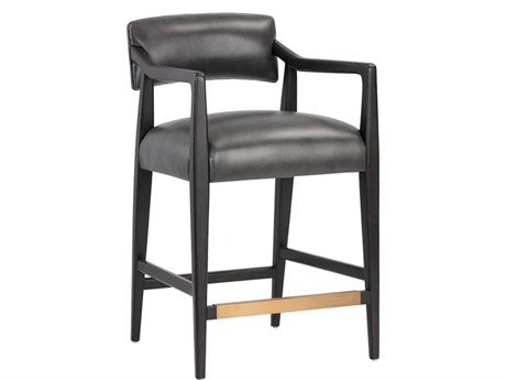Sunpan Keagan 21" Keagan Counter Stool Brentwood Charcoal Leather