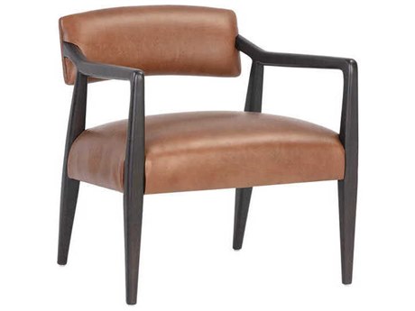 Sunpan Keagan Brown Leather Accent Chair