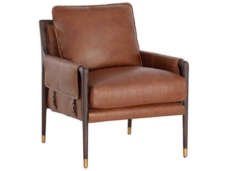 Sunpan Mauti Brown Leather Accent Chair