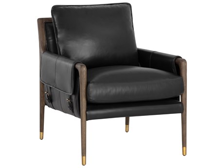 Sunpan Mauti Black Leather Accent Chair