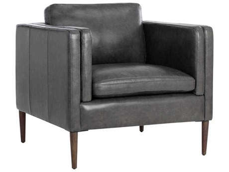 Sunpan Richmond Gray Leather Accent Chair