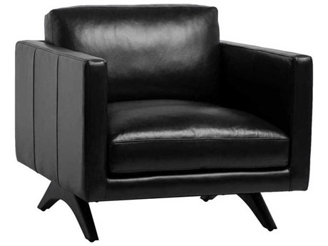 Sunpan Rogers Black Leather Accent Chair