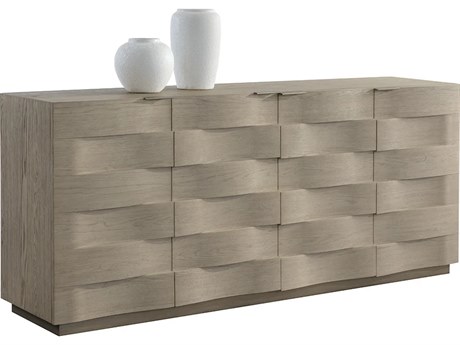 Sunpan Hoyos 75" Oak Wood Light Wash Warm Brass Sideboard