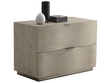 Sunpan Hoyos 2-Drawers Oak Wood Nightstand