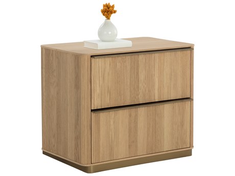 Sunpan Kalla 2-Drawers Oak Wood Nightstand