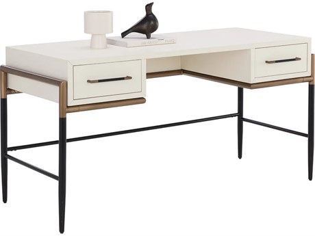 Sunpan Weldrick Oyster White Acacia Wood Secretary Desk
