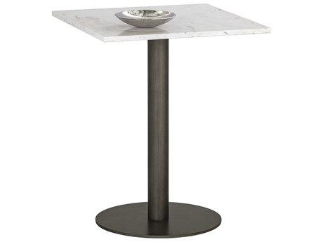 Sunpan Claudia Square Marble White Pewter Dining Table