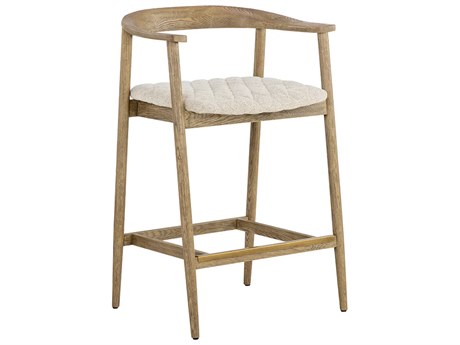 Sunpan Jeremy Weathered Oak Dove Cream Upholstered Wood Counter Stool
