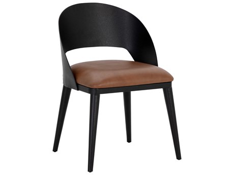 Sunpan Dezirae Black Leather Side Dining Chair