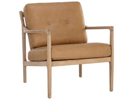 Sunpan Gilmore Brown Leather Accent Chair