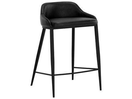 Sunpan Astra Black Nightfall Faux Leather Bar Stool