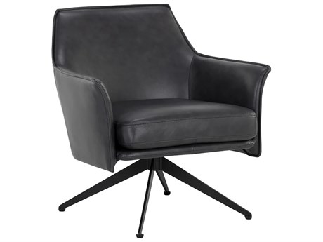Sunpan Crosby Black Leather Accent Chair