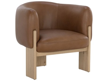 Sunpan Trine Brown Leather Accent Chair