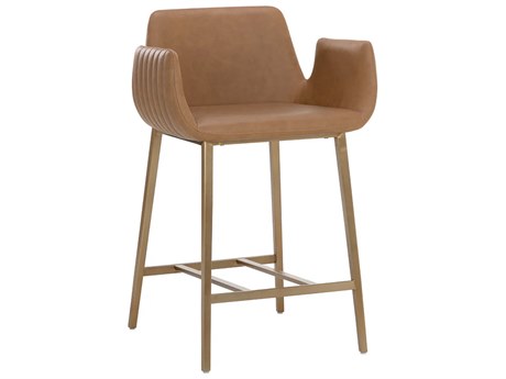 Sunpan Ikon Gold Faux Leather Counter Stool