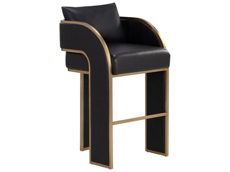 Sunpan Ikon Gold Faux Leather Bar Stool