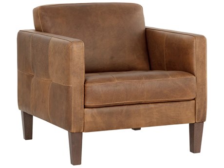 Sunpan Karmelo Brown Leather Accent Chair