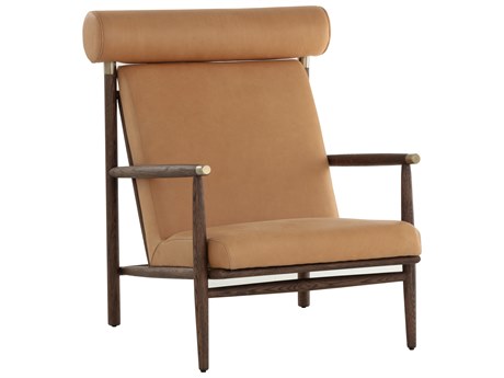 Sunpan Biko Brown Leather Accent Chair