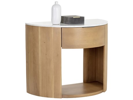 Sunpan Stella 1-Drawer Oak Wood Nightstand