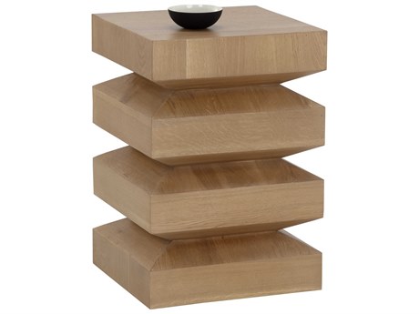 Sunpan Cormac Square Wood Rustic Oak End Table