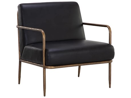 Sunpan Lathan Black Leather Accent Chair
