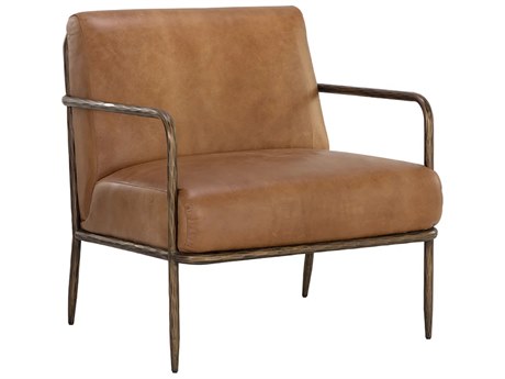 Sunpan Lathan Brown Leather Accent Chair