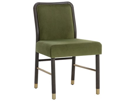 Sunpan Jeno Rubberwood Green Upholstered Side Dining Chair