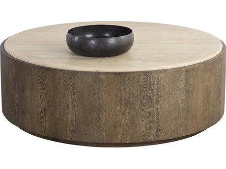 Sunpan Oberon Round Wood Natural Warm Oak Coffee Table