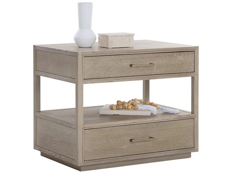 Sunpan Bridgerton 2-Drawers Oak Wood Nightstand
