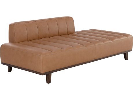 Sunpan Ilyana Aline Butternut Leather Brown Birch Wood Daybed Bed