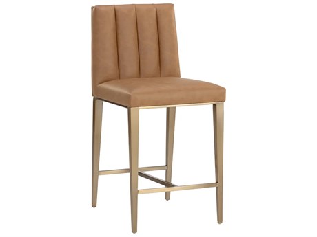 Sunpan Wilbur Antique Brass Faux Leather Counter Stool