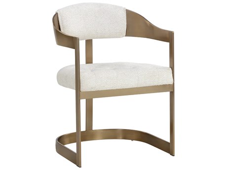 Sunpan Ikon Brass Upholstered Arm Dining Chair
