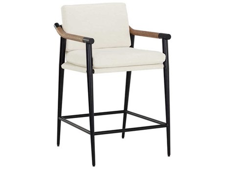 Sunpan Meadow Heather Ivory Tweed Upholstered Counter Stool