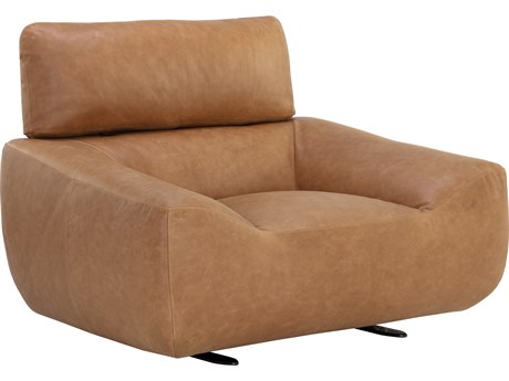 Sunpan Paget Brown Leather Accent Chair
