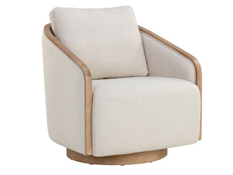 Sunpan Tasia 31.5" Tasia Swivel Lounge Chair Effie Linen