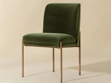 Sunpan Richie Richie Dining Chair Antique Brass Forest Green