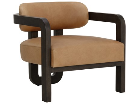 Sunpan Madrone Brown Leather Accent Chair