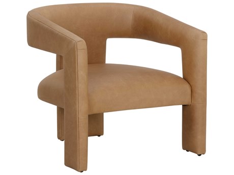 Sunpan Cobourg Brown Leather Accent Chair