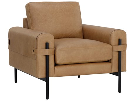 Sunpan Camus Brown Leather Accent Chair