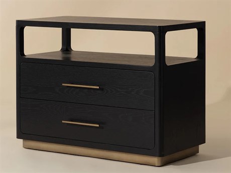 Sunpan Danette 2-Drawers Black Nightstand