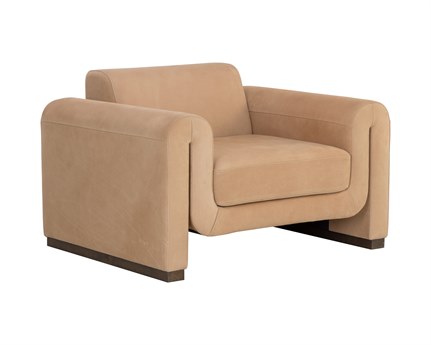 Sunpan Romer 46.75" Romer Armchair Distressed Brown Nubuck Tan Leather