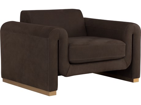 Sunpan Romer Brown Leather Accent Chair