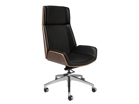 Sunpan Rhett Black Faux Leather Adjustable Executive Desk Chair