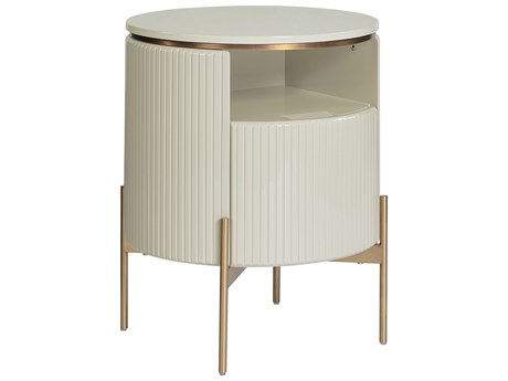 Sunpan Paloma Round Wood Cream End Table