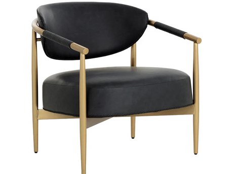 Sunpan Heloise Black Faux Leather Accent Chair
