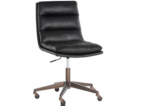 Sunpan Stinson Black Faux Leather Adjustable Swivel Computer Office Chair