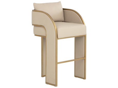 Sunpan Baz Cream Faux Leather Bar Stool