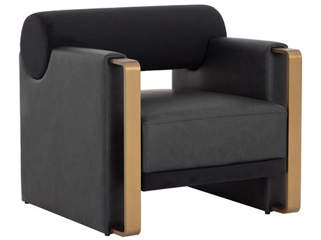 Sunpan Edgar Black Faux Leather Accent Chair