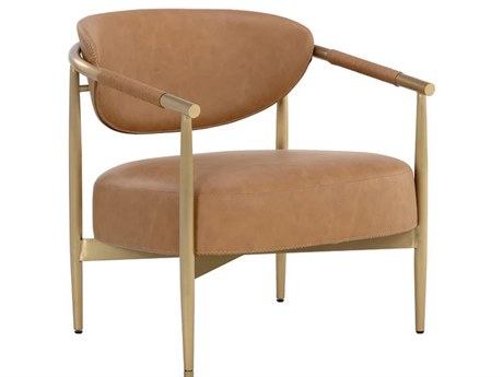 Sunpan Heloise Brown Leather Accent Chair