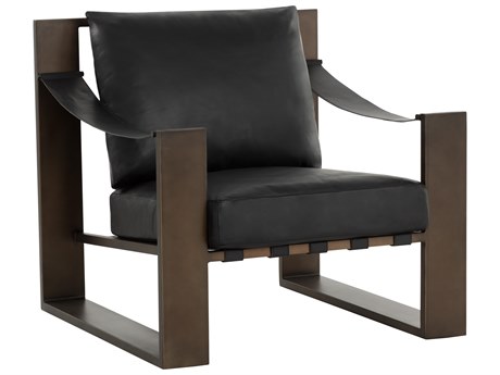 Sunpan Berke Black Leather Accent Chair