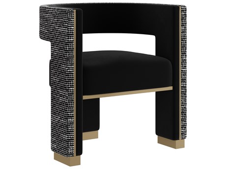Sunpan Adamina Black Upholstered Arm Dining Chair